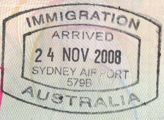 来自澳大利亚的护照邮票